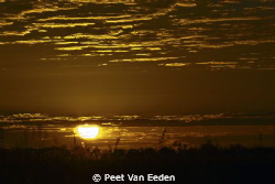 sunrise over the Okavango swamps, Moremi, Botswana. One o... by Peet Van Eeden 